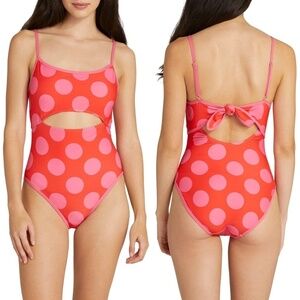 NWT Kate Spade Large Polka Dot Cutout One Piece Swimsuit Sz. XS